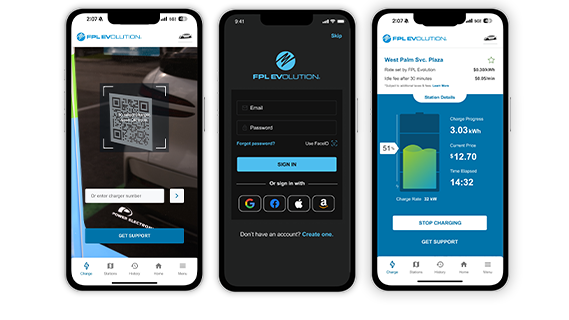 three screens displaying key features of the fpl evolution app