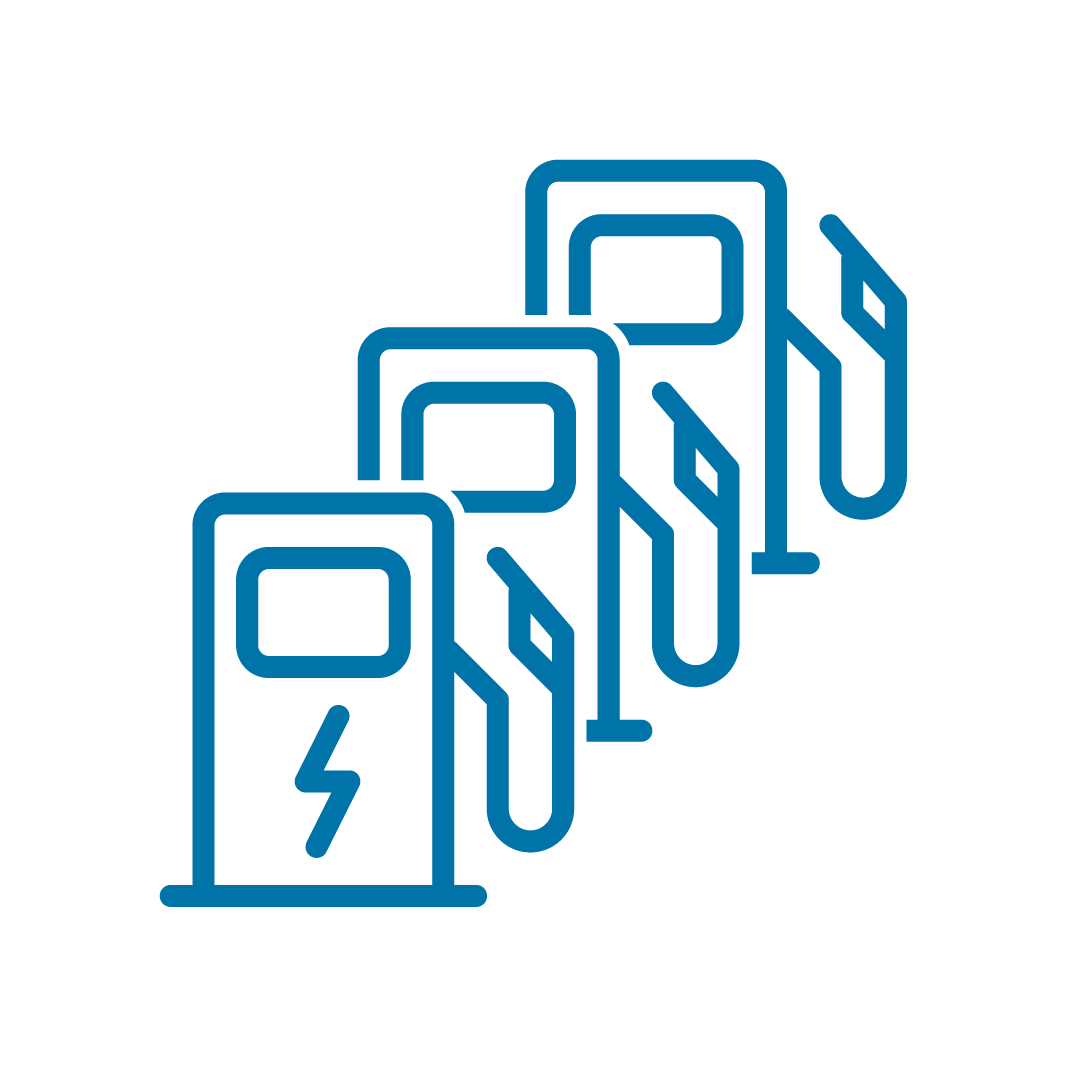 blue outlined icon of public ev chargers