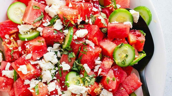 picture of watermelon cucumber salad