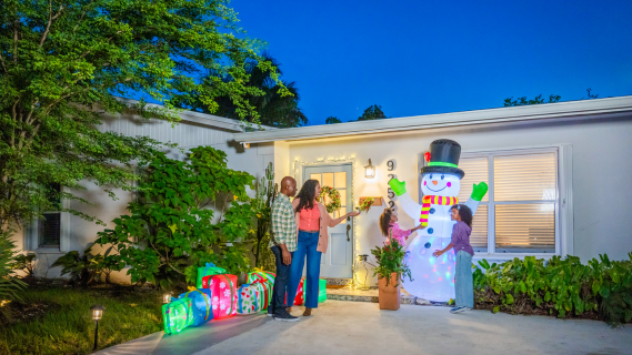 holiday lighting in home and business